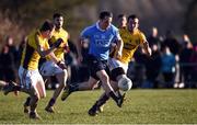 15 January 2017; Gary Sweeney of Dublin in action against Tom Byrne, left, and Syl Byrne of Wexford during the Bord na Mona Walsh Cup Group 1 Round 3 match between Wexford and Dublin at St Patrick's Park in Enniscorthy, Co Wexford. Photo by Matt Browne/Sportsfile