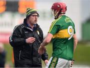 15 January 2017; Kerry manager Fintan O'Connor speaks to Thomas Casey during the Co-Op Superstores Munster Senior Hurling League Round 2 match between Kerry and Clare at Austin Stack Park in Tralee, Co Kerry. Photo by Diarmuid Greene/Sportsfile