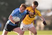 15 January 2017; Conor McHugh of Dublin in action against Tiarnan Rossiter of Wexford during the Bord na Mona Walsh Cup Group 1 Round 3 match between Wexford and Dublin at St Patrick's Park in Enniscorthy, Co Wexford. Photo by Matt Browne/Sportsfile