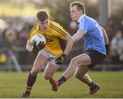 15 January 2017; Jake Firman of Wexford in action against Shane Cunningham of Dublin during the Bord na Mona Walsh Cup Group 1 Round 3 match between Wexford and Dublin at St Patrick's Park in Enniscorthy, Co Wexford. Photo by Matt Browne/Sportsfile