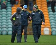 15 January 2017; Donegal manager Declan Bonner, right, along with Garry Boyle, left, and Anthony McGrath selectors during the Bank of Ireland Dr. McKenna Cup Section C Round 2 match between Donegal and Cavan at Pairc MacCumhaill in Ballybofey, Co Donegal. Photo by Oliver McVeigh/Sportsfile