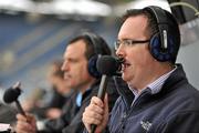 5 June 2011; TV3 Gaelic Games commentator Mike Finnerty, right, with co-commentator and analyst Paul Earley. Leinster GAA Football Senior Championship Quarter-Final, Laois v Dublin, Croke Park, Dublin. Picture credit: Brendan Moran / SPORTSFILE