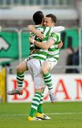 17 June 2011; Shamrock Rovers' Gary McCabe, right, celebrates after scoring his side's second goal with team-mate Billy Dennehy. Airtricity League Premier Division, Shamrock Rovers v Galway United, Tallaght Stadium, Tallaght, Co. Dublin. Picture credit: Matt Browne / SPORTSFILE
