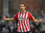 17 June 2011; Derry City's Eamon Zayed celebrates after scoring his side's third goal. Airtricity League Premier Division, Derry City v Bohemians, Brandywell, Derry. Picture credit: Oliver McVeigh / SPORTSFILE