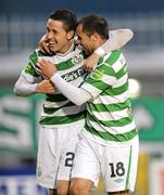 17 June 2011; Shamrock Rovers' Billy Dennehy, left, celebrates after scoring his side's fourth goal with team-mate Chris Turner. Airtricity League Premier Division, Shamrock Rovers v Galway United, Tallaght Stadium, Tallaght, Co. Dublin. Picture credit: Matt Browne / SPORTSFILE