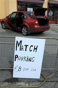 18 June 2011; A sign indicating the price of parking, eight Euro, at a commercial premises near the stadium. Leinster GAA Hurling Senior Championship Semi-Final, Dublin v Galway, O'Connor Park, Tullamore, Co. Offaly. Picture credit: Ray McManus / SPORTSFILE
