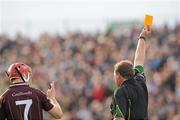 18 June 2011; Referee Michael Wadding issues a yellow card to Galway's Adrian Cullinane. Leinster GAA Hurling Senior Championship Semi-Final, Dublin v Galway, O'Connor Park, Tullamore, Co. Offaly. Picture credit: Ray McManus / SPORTSFILE