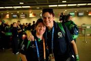 20 June 2011; Anne Marie Cooney, from Straffan, Co. Kildare, and Eileen Hayes, Cahiruen, Kill, Co. Waterford, Team Ireland, sponsored by eircom, who departed for 2011 Special Olympics World Summer Games in Athens. A total of 126 athletes from Ireland will compete at these prestigious Games which will run from 25th June - 4th July. To follow Team Ireland’s progress at the Games please visit www.specialolympics.ie/athens. Dublin Airport, Dublin. Picture credit: Ray McManus / SPORTSFILE