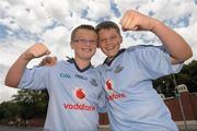 26 June 2011; Dublin supporters Cormac Browne, left, age 11, from Oldtown, Co. Dublin, and Colm Daly, age 12, from Swords, Co. Dublin, at the Leinster GAA Senior Football Championship Semi-Finals. Croke Park, Dublin. Photo by Sportsfile