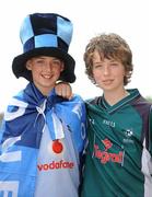 26 June 2011; Dublin supporter Mark Doyle, left, age 12, from Lucan, Dublin, with his friend, Kildare supporter Conor Crowley, age 12, from Clane, Co. Kildare, at the Leinster GAA Senior Football Championship Semi-Finals. Croke Park, Dublin. Picture credit: Brendan Moran / SPORTSFILE