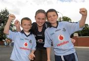 26 June 2011; Dublin supporters Gavin Nolanl, left, age 7, Lauren Reilly, age 13, and Euan Nolan, age 10, all from Balbriggan, Co. Dublin, at the Leinster GAA Senior Football Championship Semi-Finals. Croke Park, Dublin. Photo by Sportsfile