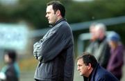 27 January 2002;  Shelbourne caretaker managers Alan Mathews, left, and Noel King during the eircom League Premier Division match between Dundalk and Shelbourne at Oriel Park in Dundalk, Louth. Photo by David Maher/Sportsfile