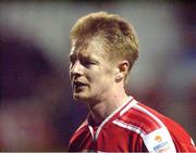 8 February 2002; Mark Hutchinson of Sligo Rovers dejected following his side's defeat in the FAI Carlsberg Cup Quarter-Final match between Shamrock Rovers and Sligo Rovers at Tolka Park in Dublin. Photo by Brian Lawless/Sportsfile