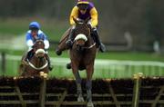 16 February 2002; Star Clipper, with Paul Carberry up, clears the last to go on and win The INH Stallion Owners European Breeders Fund Maiden Hurdle at Gowran Park Racecourse in Gowran, Kilkenny. Photo by Damien Eagers/Sportsfile