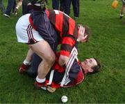 17 February 2002; Clarinbridge captain Michael Donoghue and Manager Billy McGrath celebrate after their side's victory over Ballygunner in the AIB All Ireland Club Hurling Championship Semi-Final match between Clarinbridge and Ballygunner at Semple Stadium in Thurles, Tipperary. Photo by Ray McManus/Sportsfile