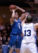 25 January 2002; Ryan Gorman of Waterford Crystal in action against John Leahy of SX3 Star during the ESB Men's National Cup Semi-Final match between Waterford Crystal and SX3 Star at the ESB Arena in Tallaght, Dublin. Photo by Brendan Moran/Sportsfile