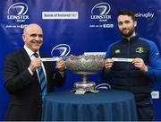 3 February 2017; Niall Rynne Vice President of Leinster Rugby with Leinster player Barry Daly in attendance during the Bank of Ireland Leinster Schools Senior Cup Draw at Donnybrook Stadium in Donnybrook, Dublin. Photo by Matt Browne/Sportsfile