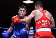 3 February 2017; Michael Frayne of St Marys Dublin, right, exchanges punches with Robert Burke of Glasnevin during their 81KG bout during the 2016 IABA Elite Boxing Championships at National Stadium in Dublin. Photo by Eóin Noonan/Sportsfile