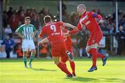 1 July 2011; Sligo Rovers' Matthew Blinkhorn, 9, celebrates after scoring his side's first goal with team-mates Alan Kirby and Richie Ryan, right. Airtricity League Premier Division, Bray Wanderers v Sligo Rovers, Carlisle Grounds, Bray, Co. Wicklow. Picture credit: Matt Browne / SPORTSFILE