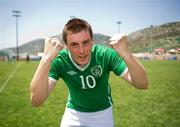 2 July 2011; Team Ireland's Michael Neville, Sixmilebridge, Co. Clare, celebrates winning the Silver Medal after a 1-1 draw with Special Olympics Great Britain at the Apilion Panionios Training Center. 2011 Special Olympics World Summer Games, Athens, Greece. Picture credit: Ray McManus / SPORTSFILE