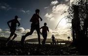 7 February 2017; A general view of athletes competing in the senior Boys 6000m race during the Irish Life Health Connacht Schools Cross Country at Calry Community Park in Sligo. Photo by David Maher/Sportsfile