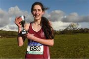 7 February 2017; Aine O'Farrell, age 16, from Presentation College Athenry, Co Galway, after winning the Senior Girls 2000m race during the Irish Life Health Connacht Schools Cross Country at Calry Community Park in Sligo. Photo by David Maher/Sportsfile