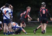 7 February 2017; Daniel Fives of Wesley College celebrates after scoring his sides first try during the Bank of Ireland Leinster Schools Junior Cup Round 1 match between Wesley College and St Andrew’s College at Anglesea Road in Dublin. Photo by Sam Barnes/Sportsfile