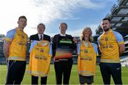 8 February 2017; Dublin footballer and All-Ireland winner Paul Flynn, mental health advocate Alan O’Mara, legendary GAA commentator Mícheál Ó Muircheartaigh, Pieta House Chief Clinical Officer Cindy O’Connor and Árd Stiúrthoir of the GAA Paraic Duffy gathered at Croke Park today to launch the new Pieta House suicide bereavement services brochure. The brochure is to publicise that Pieta House now offers suicide bereavement counselling and the free 24-hour suicide helpline 1800 247 247 in addition to counselling for those in suicidal crisis and people who self-harm. For more information, visit www.pieta.ie. Pictured are, from left, Paul Flynn, Paraic Duffy, Mícheál Ó Muircheartaigh, Cindy O’Connor and Alan O'Mara. Croke Park in Dublin. Photo by Piaras Ó Mídheach/Sportsfile