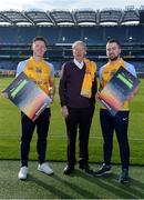 8 February 2017; Dublin footballer and All-Ireland winner Paul Flynn, mental health advocate Alan O’Mara, legendary GAA commentator Mícheál Ó Muircheartaigh, Pieta House Chief Clinical Officer Cindy O’Connor and Árd Stiúrthoir of the GAA Paraic Duffy gathered at Croke Park today to launch the new Pieta House suicide bereavement services brochure. The brochure is to publicise that Pieta House now offers suicide bereavement counselling and the free 24-hour suicide helpline 1800 247 247 in addition to counselling for those in suicidal crisis and people who self-harm. For more information, visit www.pieta.ie. Pictured are, from left, Paul Flynn, Mícheál Ó Muircheartaigh, and Alan O'Mara. Croke Park in Dublin. Photo by Piaras Ó Mídheach/Sportsfile