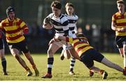 8 February 2017; Simon Murphy of Belvedere College is tackled by Thade Shanahan of Temple Carrig during the Bank of Ireland Leinster Schools Junior Cup Round 1 match between Belvedere College and Temple Carrig at Coolmine RFC in Coolmine, Dublin. Photo by David Maher/Sportsfile