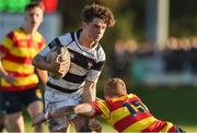 8 February 2017; Fergal O'Byrne of Belvedere College is tackled by Thade Shanahan of Temple Carrig during the Bank of Ireland Leinster Schools Junior Cup Round 1 match between Belvedere College and Temple Carrig at Coolmine RFC in Coolmine, Dublin. Photo by David Maher/Sportsfile