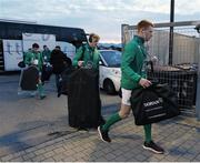 10 February 2017; Ireland U20 players arrive ahead of the U20 Six Nations Rugby Championship match between Italy and Ireland at Stadio Enrico Chersoni in Prato, Italy. Photo by Daniele Resini/SPORTSFILE
