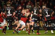 10 February 2017; Rory Scannell of Munster is tackled by Tyler Morgan of Newport Gwent Dragons during the Guinness PRO12 Round 14 match between Munster and Newport Gwent Dragons at Irish Independent Park in Cork. Photo by Diarmuid Greene/Sportsfile