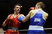 10 February 2017; Brendan Irvine, left, of St Pauls, Antrim, exchanges punches with TJ Waite, of Ormeau Road BC, during their 52kg bout during the 2016 IABA Elite Boxing Championships at the National Stadium in Dublin. Photo by David Maher/Sportsfile