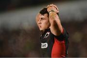 10 February 2017; Damien Hoyland of Edinburgh Rugby leaves the pitch at half-time in the Guinness PRO12 Round 14 match between Ulster and Edinburgh Rugby at Kingspan Stadium in Belfast. Photo by Piaras Ó Mídheach/Sportsfile