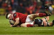 10 February 2017; Jack O'Donoghue of Munster in action against Nic Cudd of Newport Gwent Dragons during the Guinness PRO12 Round 14 match between Munster and Newport Gwent Dragons at Irish Independent Park in Cork. Photo by Diarmuid Greene/Sportsfile