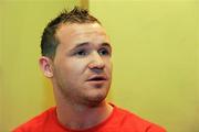 11 July 2011; Patrick Hyland speaking to the media during a press conference ahead of his undercard fight, although his opponent has yet to be confirmed, at next month's WBF Light Middleweight title fight between Ireland's Henry Coyle and Italy's Elio Cotena at the Royal Theatre, Castlebar, Co. Mayo. Boxing Press Conference, Royal Theatre, Castlebar, Co. Mayo. Picture credit: Barry Cregg / SPORTSFILE