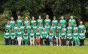11 July 2011; Members of the Irish squad, back row, from left, John May, athletics team assistant manager, Martin O'Loughlin, cycling coach, Vincent O'Connor, cycling manager, Greg O'Shea, athletics - 100m, Brian O'Sullivan, swimming - 100m backstroke, 100m and 50m freestyle, Matthew Martin, athletics - javelin, Robert Dudley, tennis, Dr. Rod McLoughlin, team doctor, John McGrath, athletics coach, , centre, row, from left, Marcus Lawler, athletics - 200m, Jason Prendergast, cycling, Sean O'Brien, swimming - 200m individual medley, Karl Griffin, athletics - 800m, Ben Kiely, athletics - 400m, Luke Fitzgibbon, swimming - 200m backstroke, Brendan Gibbons, swimming - 1500m freestyle, David O'Sullivan, swimming - 200m and 100m butterfly, Mark Downey, cycling, Eddie Dunbar, cycling, and Martin Burke, Olympic Council of Ireland, with front, from left, Mary Murray, gymnastics judge, Eimear O'Leary, physio, Sarah Lavin, athletics - 100m hurdles, Megan Kiely, athletics - 400m hurdles, Síofra Cleirigh Buttner, athletics - 1500m, Aisling Croke, high jump, Tom Rafter, Chef de Mission, Amy O'Donoghue, athletics - 800m, Grainne Moynihan, athletics - 400m, Ciara Giles Doran, athletics - 200m, Clodagh Flood, swimming, - 200m butterfly, Bernie Alcorn, athletics team manager, and Karen Kirk, athletics coach, pictured as the team get together for final preparations ahead of the European Youth Olympic Festival. The Olympic Council of Ireland will be sending the largest team ever, in excess of 60 athletes will compete in 5 sports, Athletics, Cycling, Gymnastics, Swimming and Tennis with a realistic hope of medal success. The European Youth Olympic Festival will take place from the 23rd to the 29th July in Trabzon, Turkey and is a stepping stone for athletes to compete in the Summer Olympic Games in future years. Irish Team for European Youth Olympic Festival, Howth, Dublin. Picture credit: Brendan Moran / SPORTSFILE