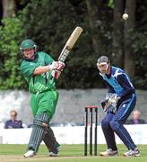 12 July 2011; Paul Stirling, Ireland, bats to hit a century. One Day International, Ireland v Scotland, Citylets Grange, Edinburgh, Scotland. Picture credit: Ian Jacobs / SPORTSFILE