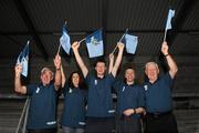 15 July 2011; The five true-blue Dublin fans shortlisted for Vodafone’s Dublin’s Finest Supporter competition in support of its sponsorship of the county’s GAA teams are, from left, Pat Kilmartin, Croí Ró Naofa GAA Club, Tallaght, Betsy Keating, Lucan Sarsfields GAA Club, Diarmuid Murphy, Whitehall Colmcille's GAA Club, Dermot McMahon, Ballymun Kickhams, and Andy Slater, St. Patrick's Palmerstown GAA Club. Prizes for the winner include having his/her name engraved on a seat at Parnell Park, a season ticket at Parnell Park for the 2011/2012 season, a specially commissioned piece from bronze sculpture specialist Jarlath Daly and a weekend break for two in Ireland. Vodafone Dublin Supporter Photocall, Parnell Park, Donnycarney, Dublin. Picture credit: Brian Lawless / SPORTSFILE