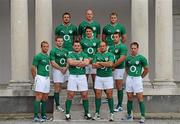 15 July 2011; Ireland players, front row from left, Luke Fitzgerald, Cian Healy, Rory Best, Tomas O'Leary, middle row from left, Gordon D'Arcy, David Wallace, Sean O'Brien, back row from left, Tommy Bowe, Paul O'Connell and Jamie Heaslip at the launch of the new PUMA Ireland Rugby kit. PUMA and IRFU Launch New Kits, Carton House, Maynooth, Co. Kildare. Picture credit: Brendan Moran / SPORTSFILE