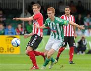 15 July 2011; Sean Houston, Bray Wanderers, in action against Patrick McEleney, Derry City. Airtricity League Premier Division, Bray Wanderers v Derry City, Carlisle Grounds, Bray, Co. Wicklow. Picture credit: Pat Murphy / SPORTSFILE