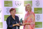 15 July 2011; Patricia Greene, left, with her daughter Rhona Greene, receiving the Hall of Fame award on behalf of her husband, RTE sports commentator Philip Greene RIP. Three FAI Communications Awards 2011, West County Hotel, Ennis, Co. Clare. Picture credit: Diarmuid Greene / SPORTSFILE