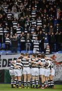 12 February 2017; Belvedere College players huddle infront of supporters ahead of the Bank of Ireland Leinster Schools Senior Cup second round game between Belvedere College and St. Michael's College at Donnybrook Stadium in Donnybrook, Dublin. Photo by Eóin Noonan/Sportsfile