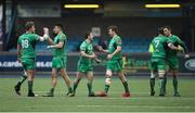 12 February 2017; Connacht players celebrate their victory in the Guinness PRO12 Round 14 match between Cardiff Blues and Connacht at BT Sport Arms Park in Cardiff, Wales. Photo by Gareth Everett/Sportsfile