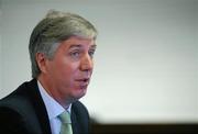 16 July 2011; John Delaney, FAI Chief Executive, speaking to the media after the FAI Annual General Meeting 2011. West County Hotel, Ennis, Co. Clare. Picture credit: Diarmuid Greene / SPORTSFILE