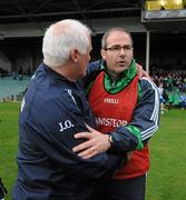16 July 2011; Limerick manager Maurice Horan, right, is congratulated by Waterford manager John Owens after the game. GAA Football All-Ireland Senior Championship Qualifier, Round 3, Limerick v Waterford, Gaelic Grounds, Limerick. Picture credit: Diarmuid Greene / SPORTSFILE