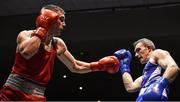 11 February 2017; Anthony Browne, left, of St Michael's Dublin, exchanges punches with Sean Allen of Arlow during their 81kg bout during the 2016 IABA Elite Boxing Championships at the National Stadium in Dublin. Photo by Cody Glenn/Sportsfile