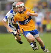 10 July 2011; Shane O'Donnell, Clare, in action against Jamie Barron, Waterford. Munster GAA Hurling Minor Championship Final, Clare v Waterford, Pairc Ui Chaoimh, Cork. Picture credit: Stephen McCarthy / SPORTSFILE