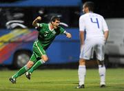 20 July 2011; Anthony O'Connor, Republic of Ireland, celebrates after scoring his side's first goal. 2010/11 UEFA European Under-19 Championship - Group A, Greece v Republic of Ireland, Football Centre FRF, Buftea, Bucharest, Romania. Picture credit: Stephen McCarthy / SPORTSFILE